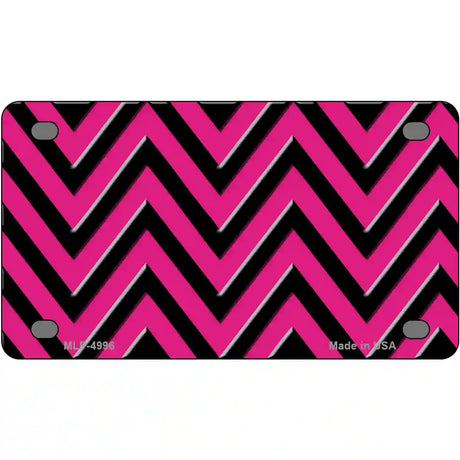 Pink Black Chevron Metal Novelty License Plate 4" x 2.2" (MLP)