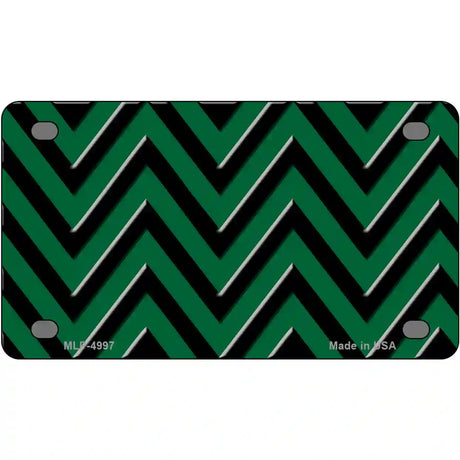 Green Black Chevron Metal Novelty License Plate 4" x 2.2" (MLP)