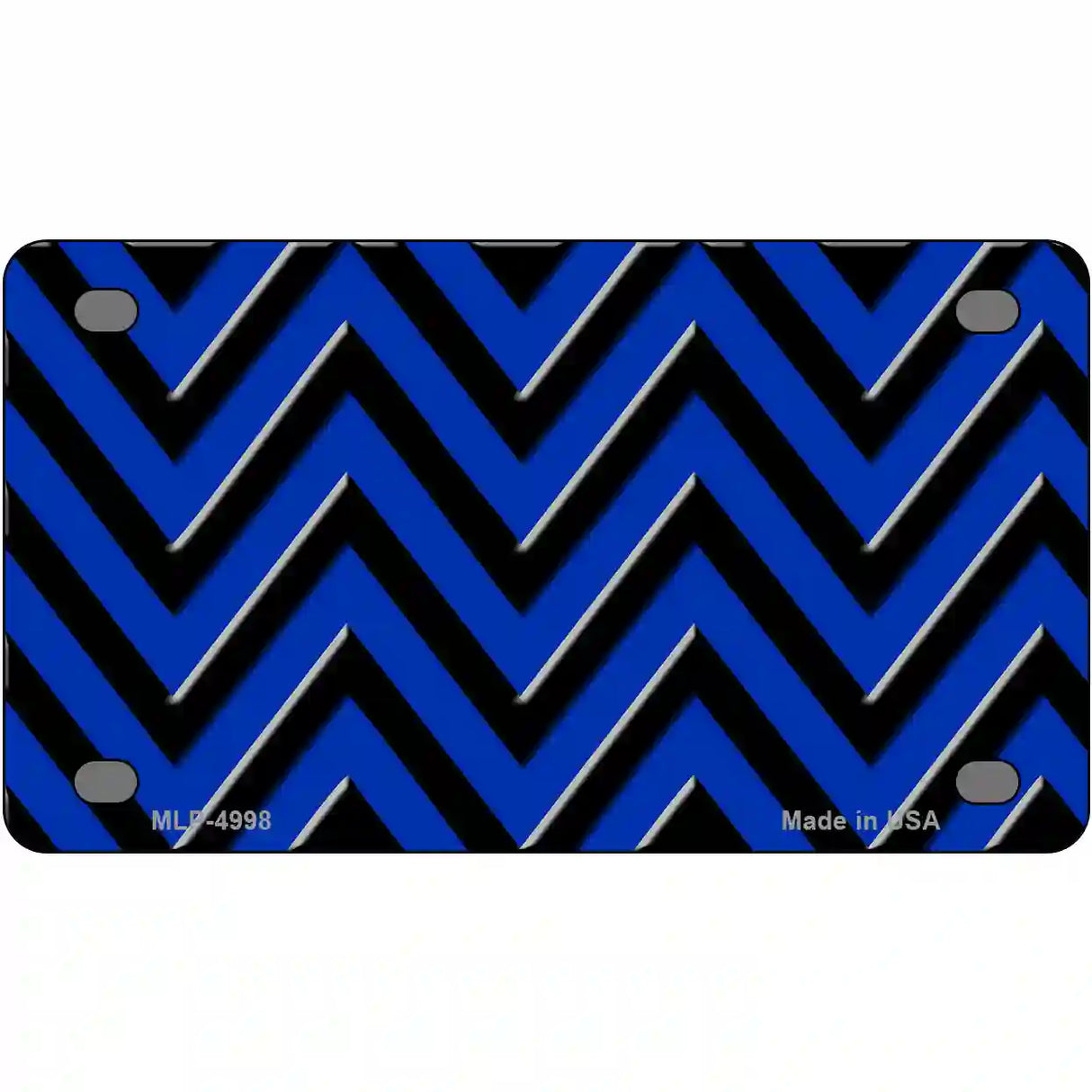 Blue Black Chevron Metal Novelty License Plate 4" x 2.2" (MLP)