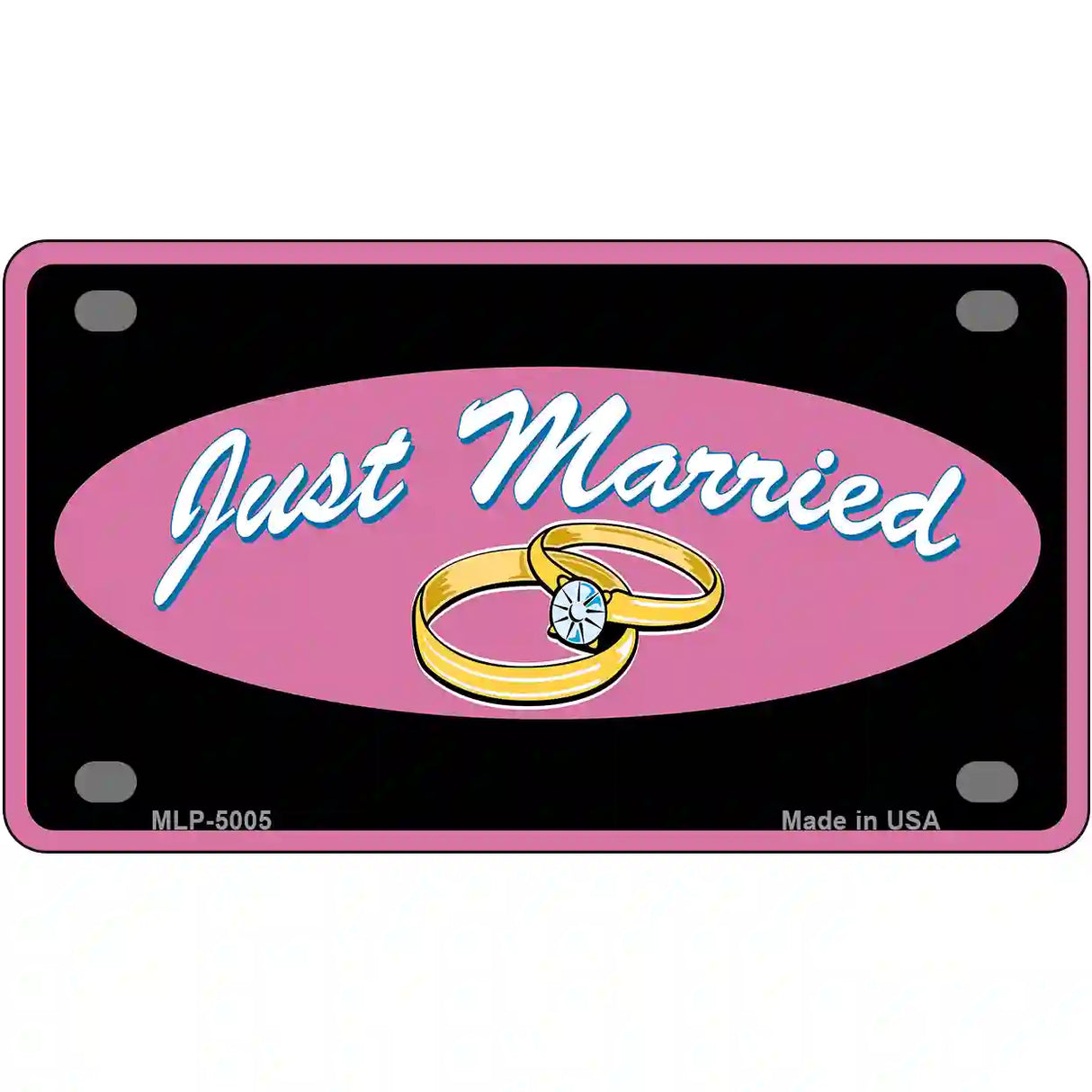 Just Married Novelty Metal Novelty License Plate 4" x 2.2" (MLP)