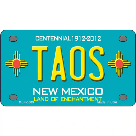 Taos Teal New Mexico Novelty License Plate 4" x 2.2" (MLP)