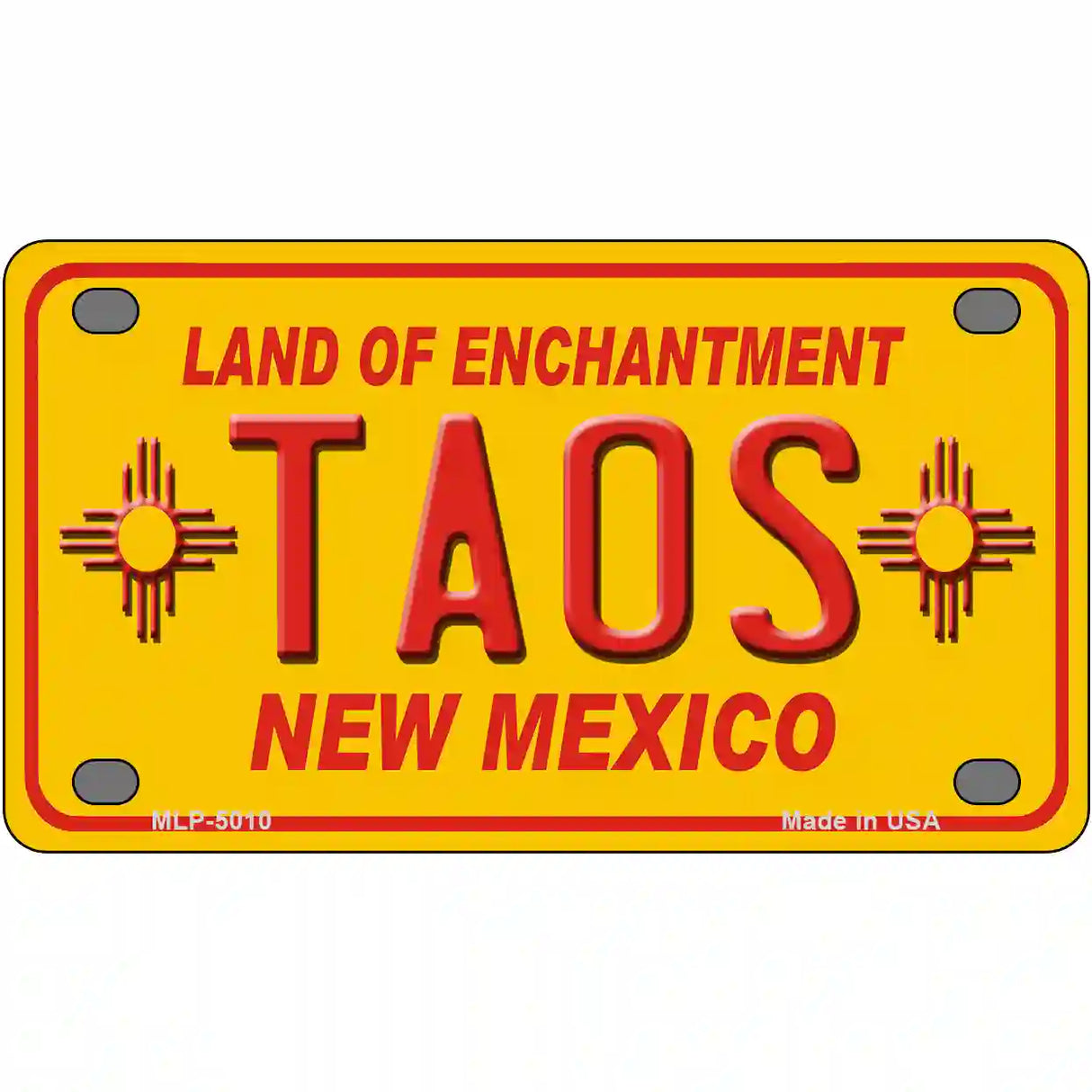 Taos Yellow New Mexico Novelty License Plate 4" x 2.2" (MLP)