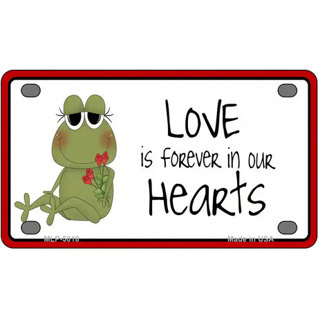 Love In Our Hearts Frog Metal Novelty License Plate 4" x 2.2" (MLP)