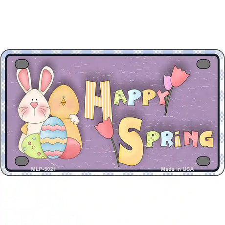 Happy Spring Purple Metal Novelty License Plate 4" x 2.2" (MLP)