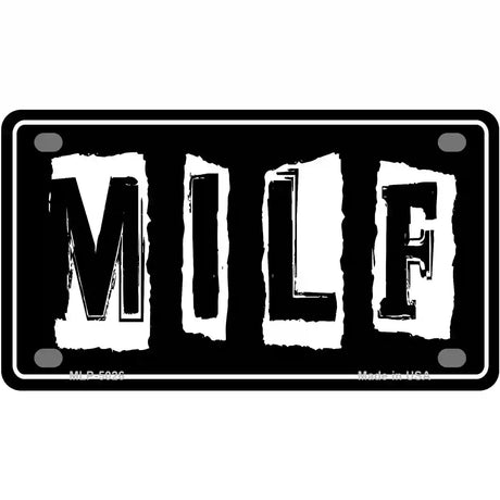 M.I.L.F Black Metal Novelty License Plate 4" x 2.2" (MLP)