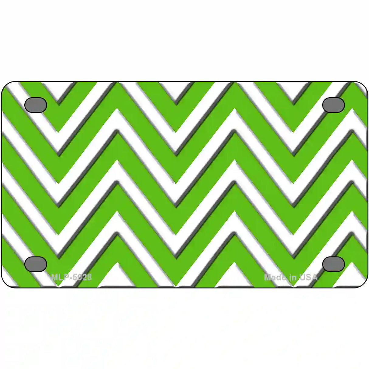 Kelly Green White Chevron Metal Novelty License Plate 4" x 2.2" (MLP)