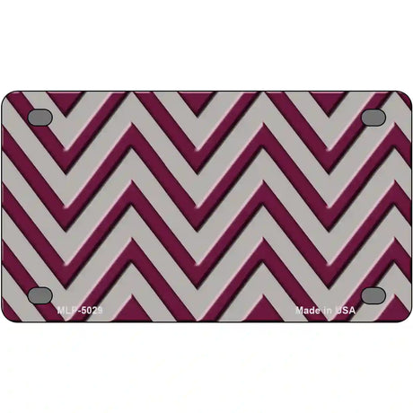 Maroon Grey Chevron Metal Novelty License Plate 4" x 2.2" (MLP)