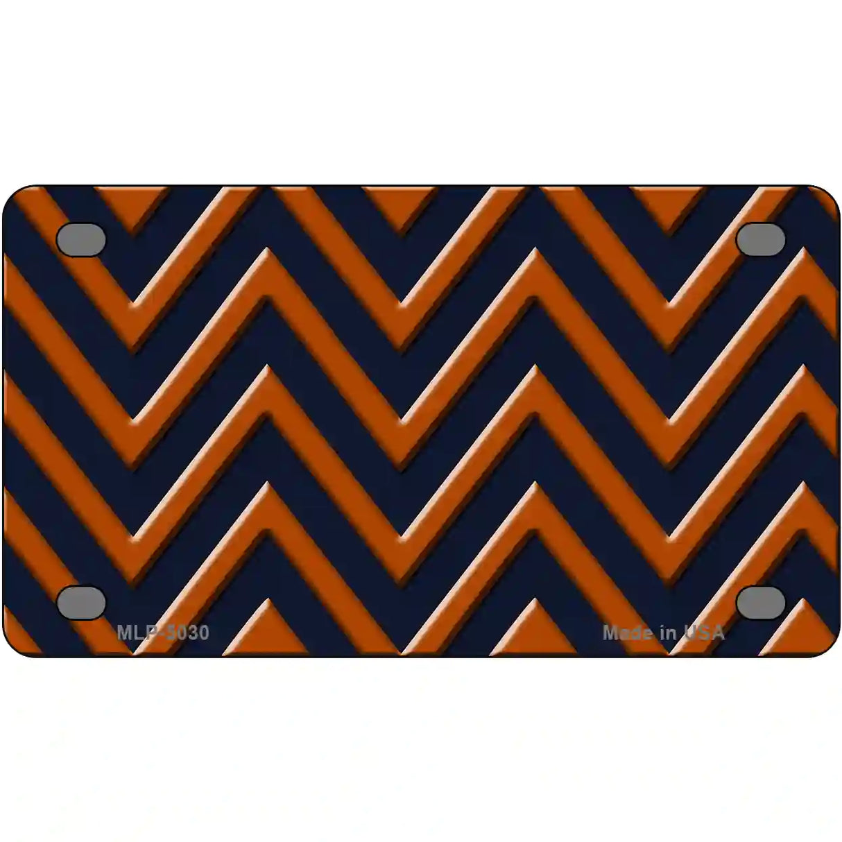 Orange Navy Blue Chevron Metal Novelty License Plate 4" x 2.2" (MLP)