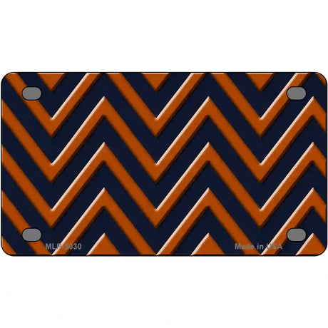 Orange Navy Blue Chevron Metal Novelty License Plate 4" x 2.2" (MLP)