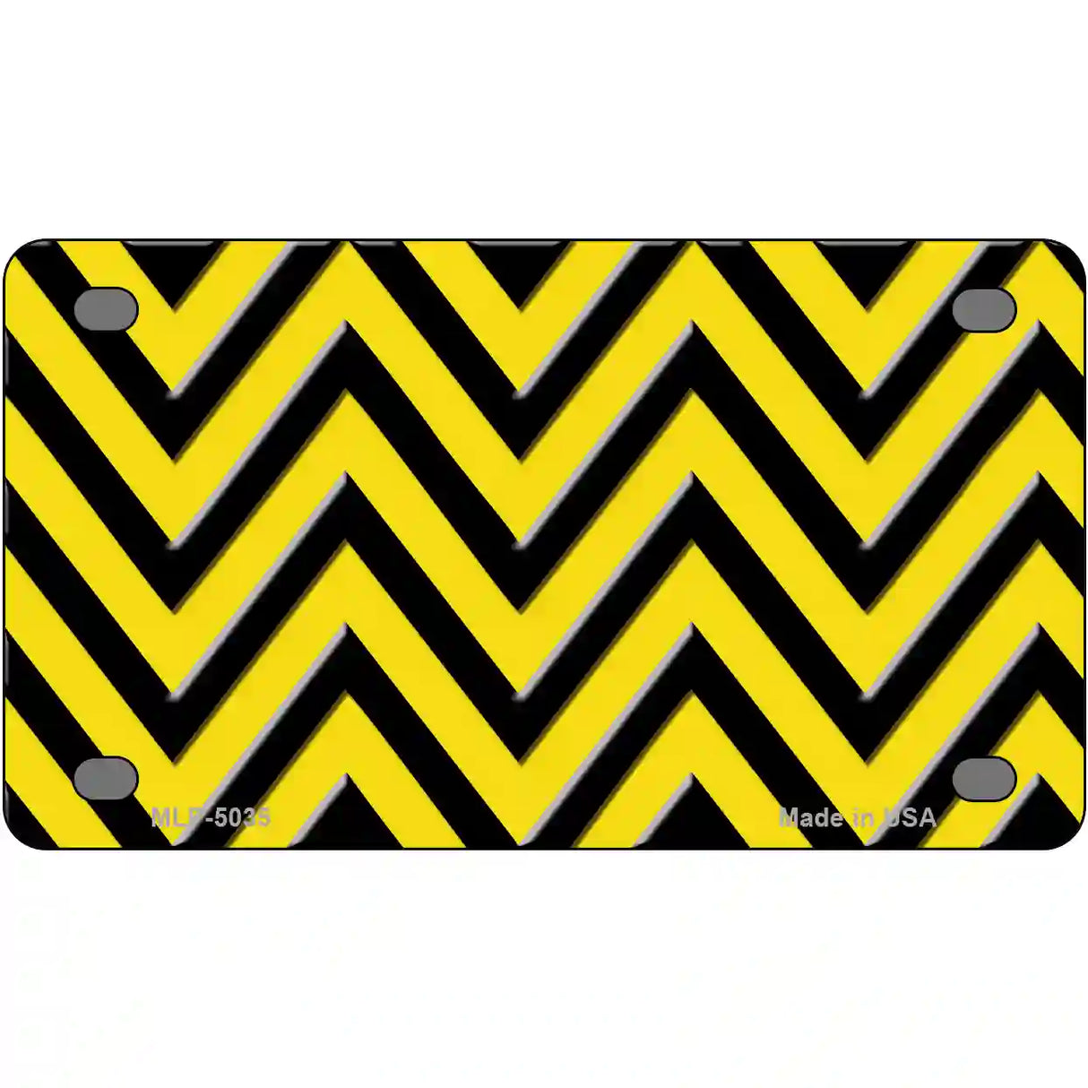 Yellow Black Chevron Metal Novelty License Plate 4" x 2.2" (MLP)