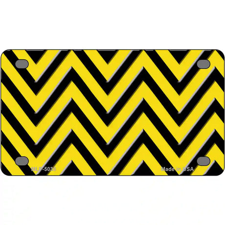 Yellow Black Chevron Metal Novelty License Plate 4" x 2.2" (MLP)