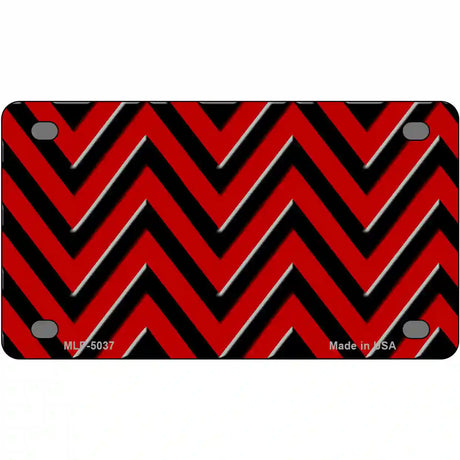 Red Black Chevron Metal Novelty License Plate 4" x 2.2" (MLP)