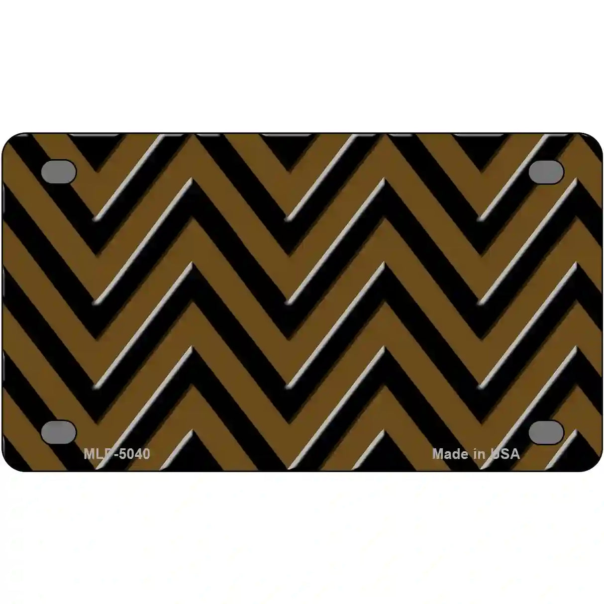 Brown Black Chevron Metal Novelty License Plate 4" x 2.2" (MLP)