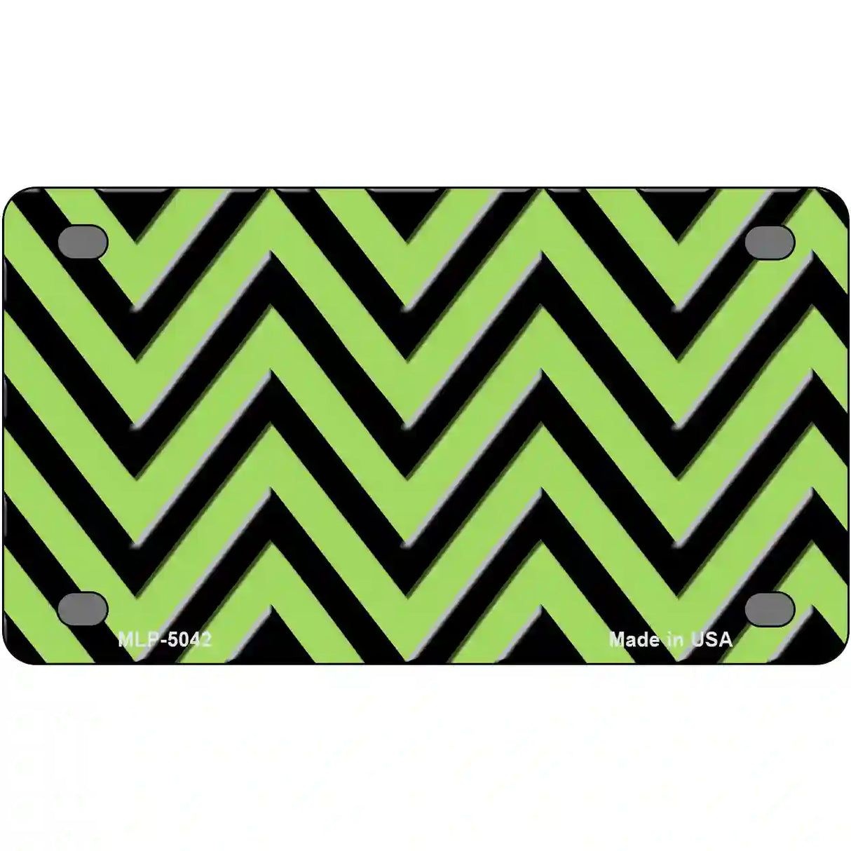 Lime Green Black Chevron Metal Novelty License Plate 4" x 2.2" (MLP)