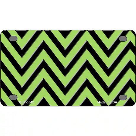 Lime Green Black Chevron Metal Novelty License Plate 4" x 2.2" (MLP)