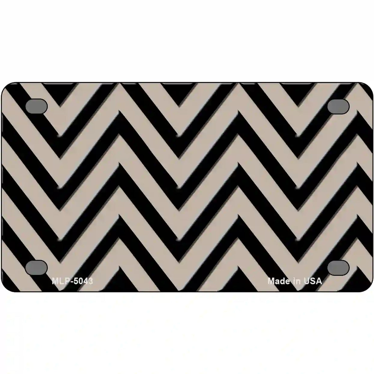 Tan Black Chevron Metal Novelty License Plate 4" x 2.2" (MLP)