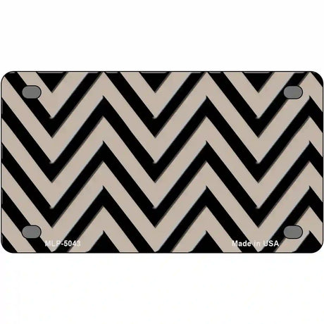 Tan Black Chevron Metal Novelty License Plate 4" x 2.2" (MLP)