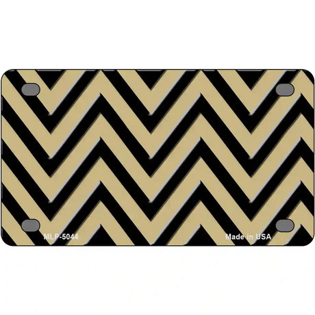 Gold Black Chevron Metal Novelty License Plate 4" x 2.2" (MLP)