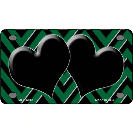 Green Black Chevon Hearts Metal Novelty License Plate 4" x 2.2" (MLP)