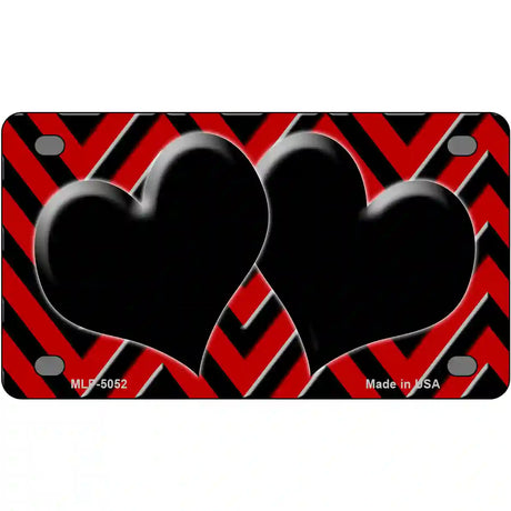 Red Black Chevon Hearts Metal Novelty License Plate 4" x 2.2" (MLP)