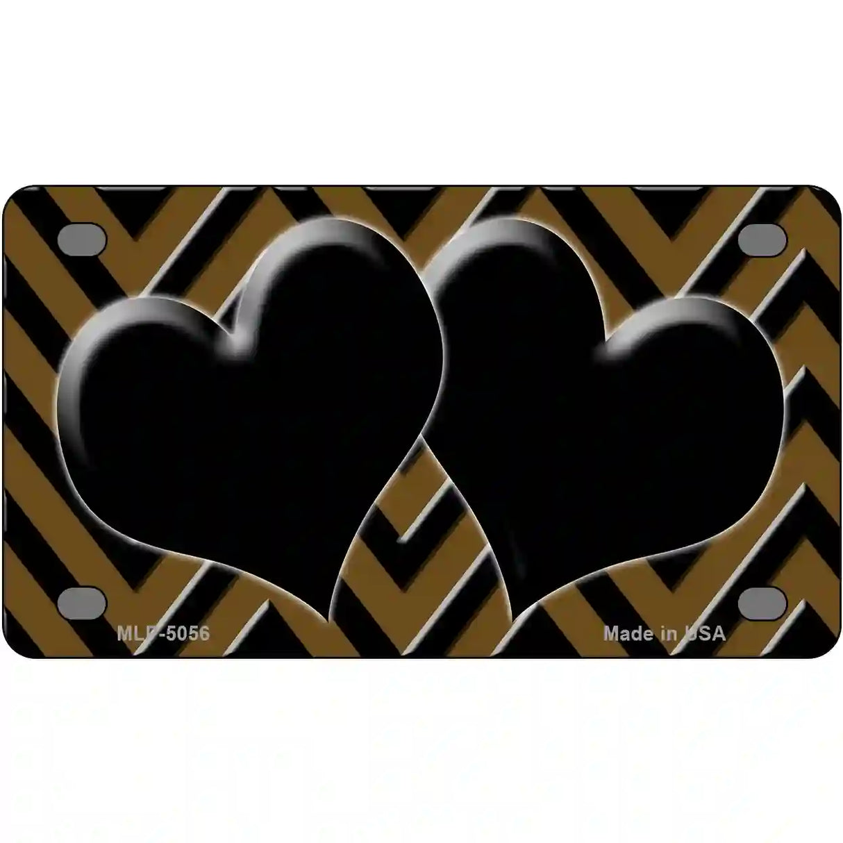 Brown Black Chevon Hearts Metal Novelty License Plate 4" x 2.2" (MLP)