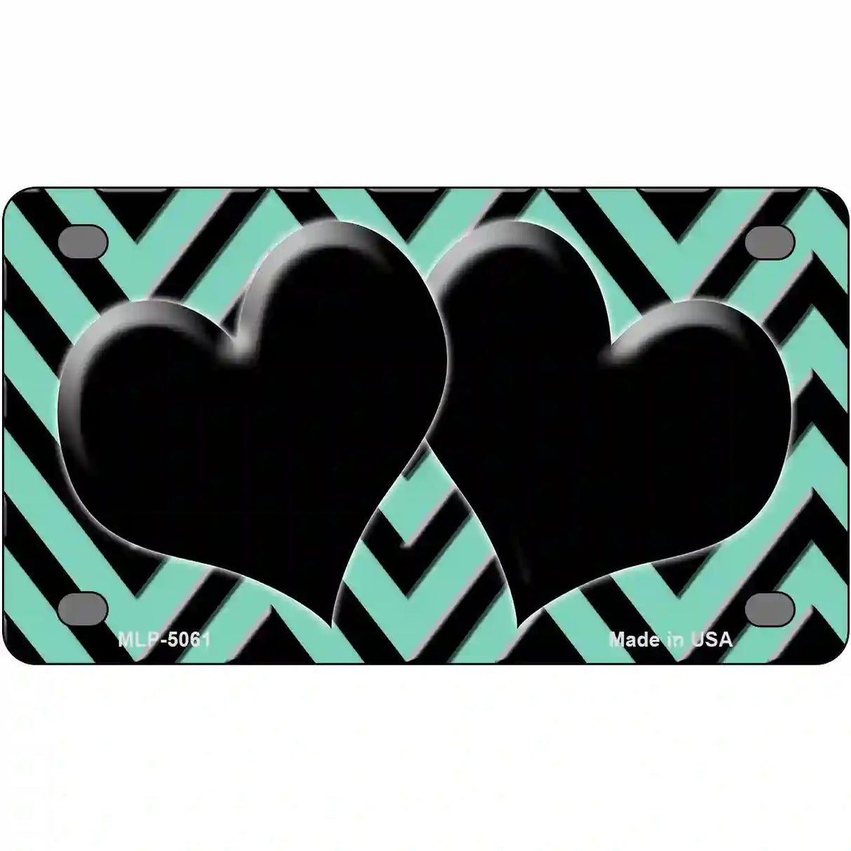 Mint Black Chevon Hearts Metal Novelty License Plate 4" x 2.2" (MLP)