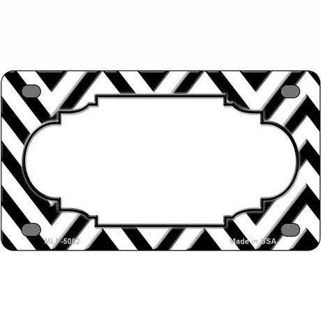 White Black Chevron Scallop Metal Novelty License Plate 4" x 2.2" (MLP)