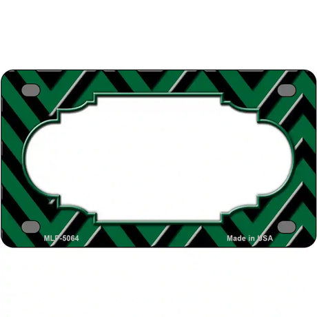 Green Black Chevron Scallop Metal Novelty License Plate 4" x 2.2" (MLP)