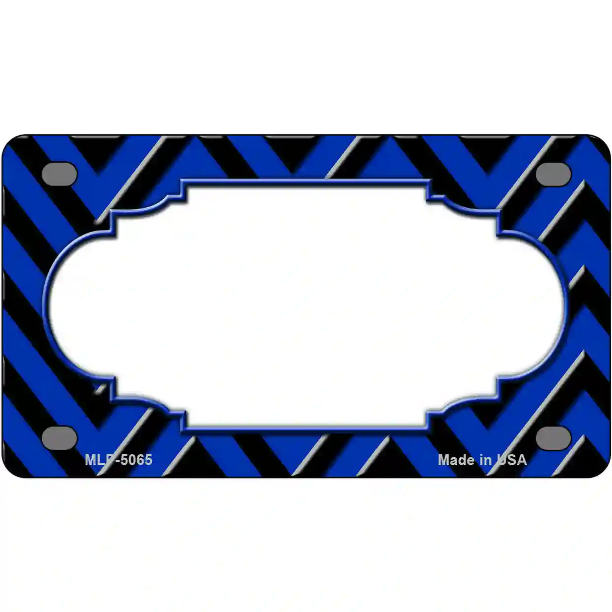 Blue Black Chevron Scallop Metal Novelty License Plate 4" x 2.2" (MLP)