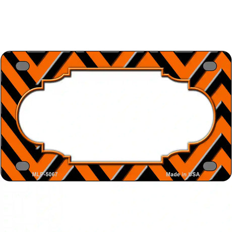 Orange Black Chevron Scallop Metal Novelty License Plate 4" x 2.2" (MLP)