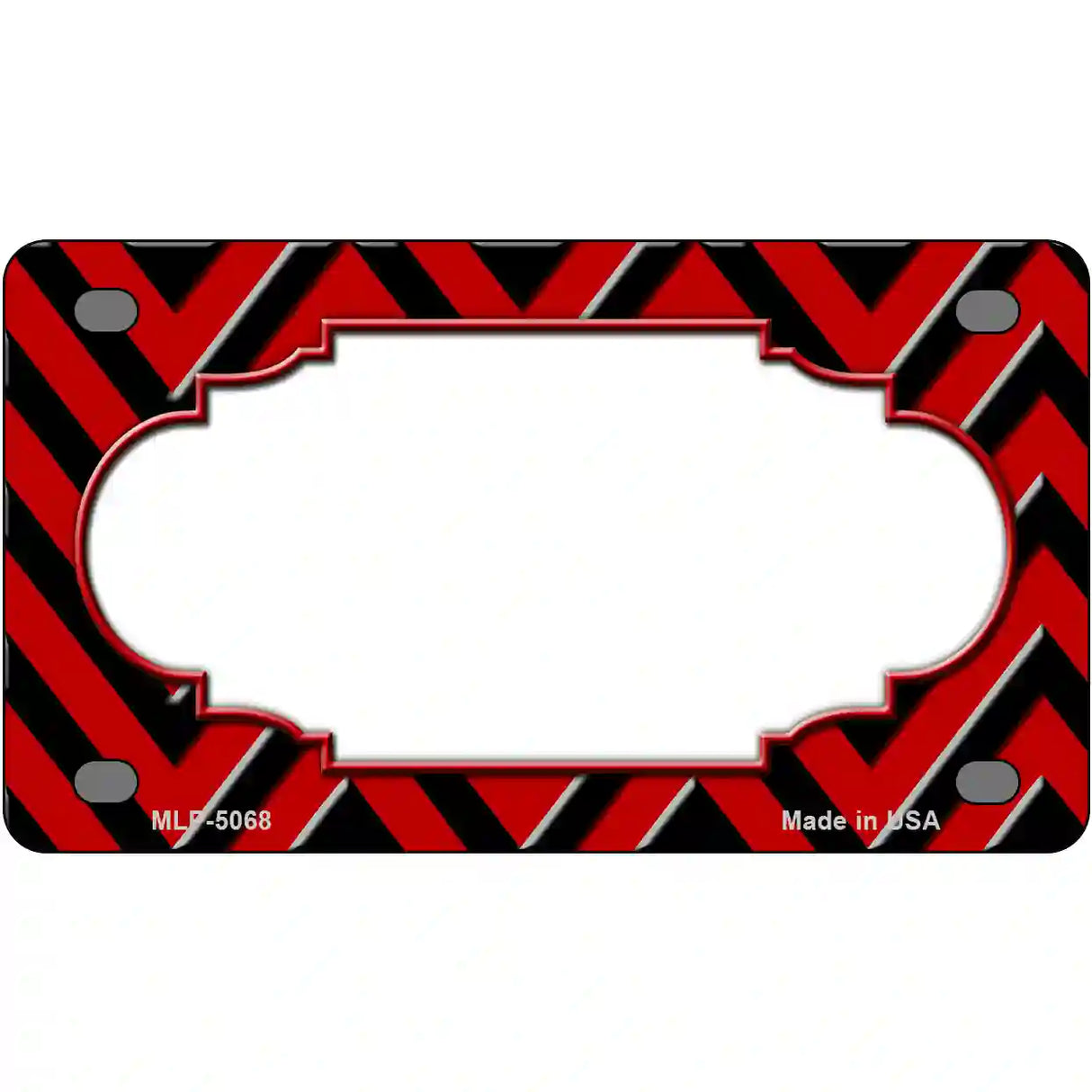 Red Black Chevron Scallop Metal Novelty License Plate 4" x 2.2" (MLP)