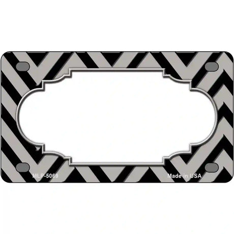 Grey Black Chevron Scallop Metal Novelty License Plate 4" x 2.2" (MLP)