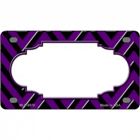 Purple Black Chevron Scallop Metal Novelty License Plate 4" x 2.2" (MLP)