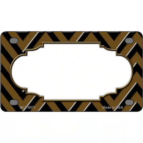 Brown Black Chevron Scallop Metal Novelty License Plate 4" x 2.2" (MLP)