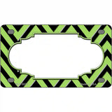 Lime Green Black Chevron Scallop Metal Novelty License Plate 4" x 2.2" (MLP)