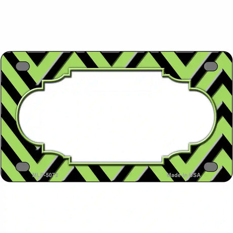 Lime Green Black Chevron Scallop Metal Novelty License Plate 4" x 2.2" (MLP)