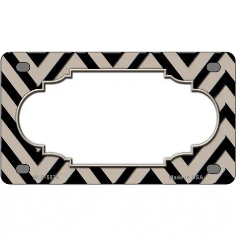 Tan Black Chevron Scallop Metal Novelty License Plate 4" x 2.2" (MLP)