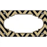 Gold Black Chevron Scallop Metal Novelty License Plate 4" x 2.2" (MLP)