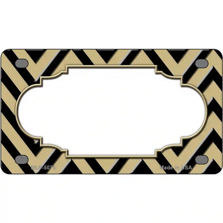 Gold Black Chevron Scallop Metal Novelty License Plate 4" x 2.2" (MLP)