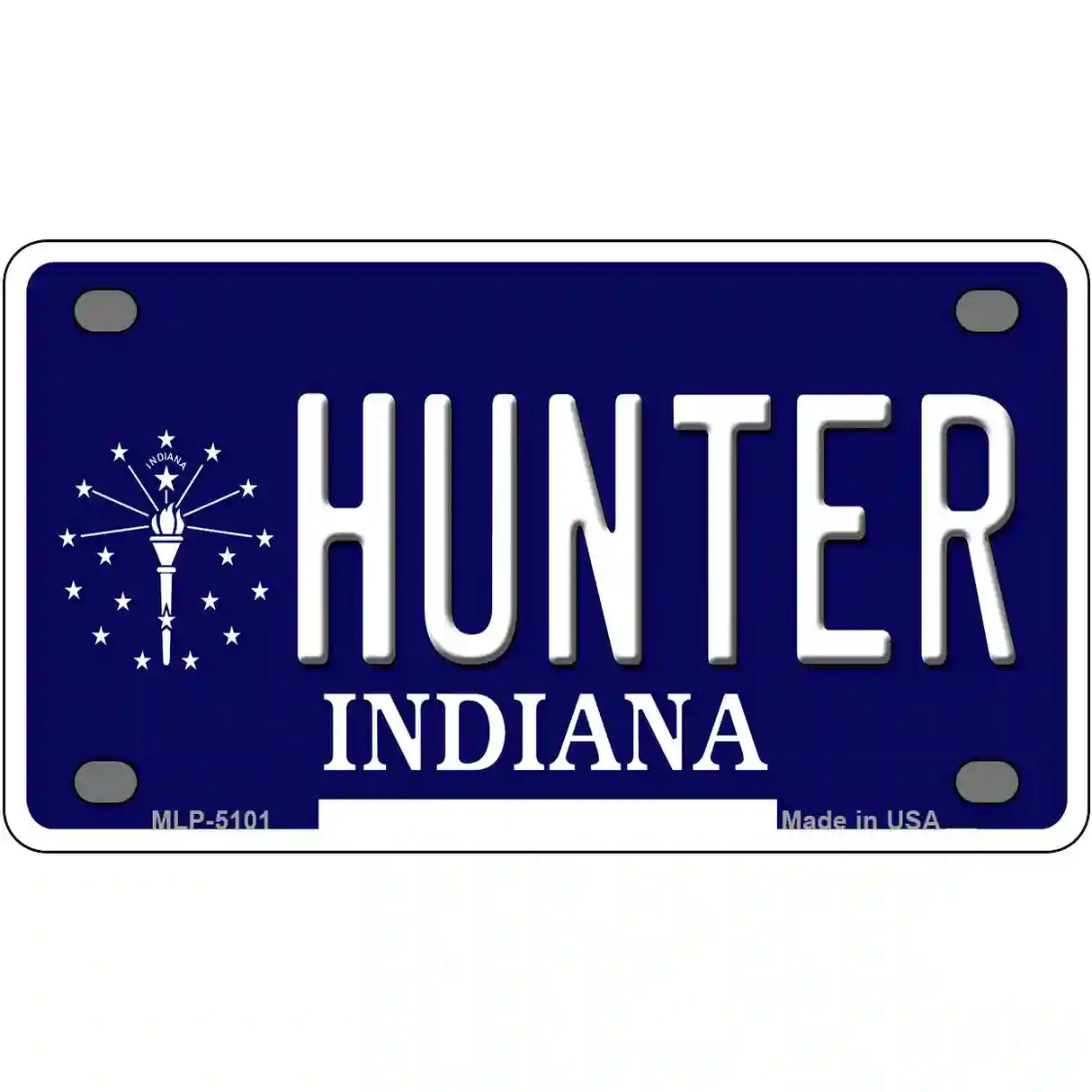 Hunter Indiana State Metal Novelty License Plate 4" x 2.2" (MLP)