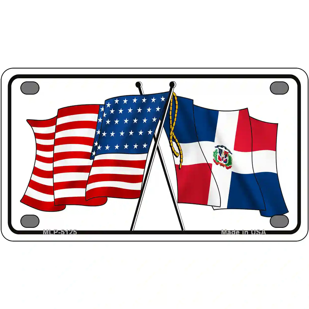 United States Dominican Republic Crossed Flags Metal Novelty License Plate Sign 4" x 2.2" (MLP)