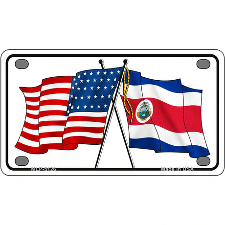 United States Costa Rica Crossed Flags Metal Novelty License Plate Sign 4" x 2.2" (MLP)