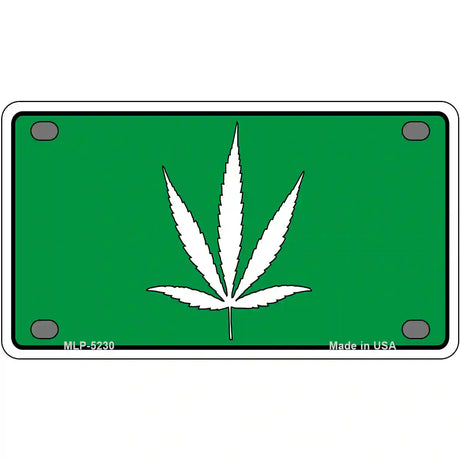 Marijuana Leaf Novelty Metal License Plate 4" x 2.2" (MLP)