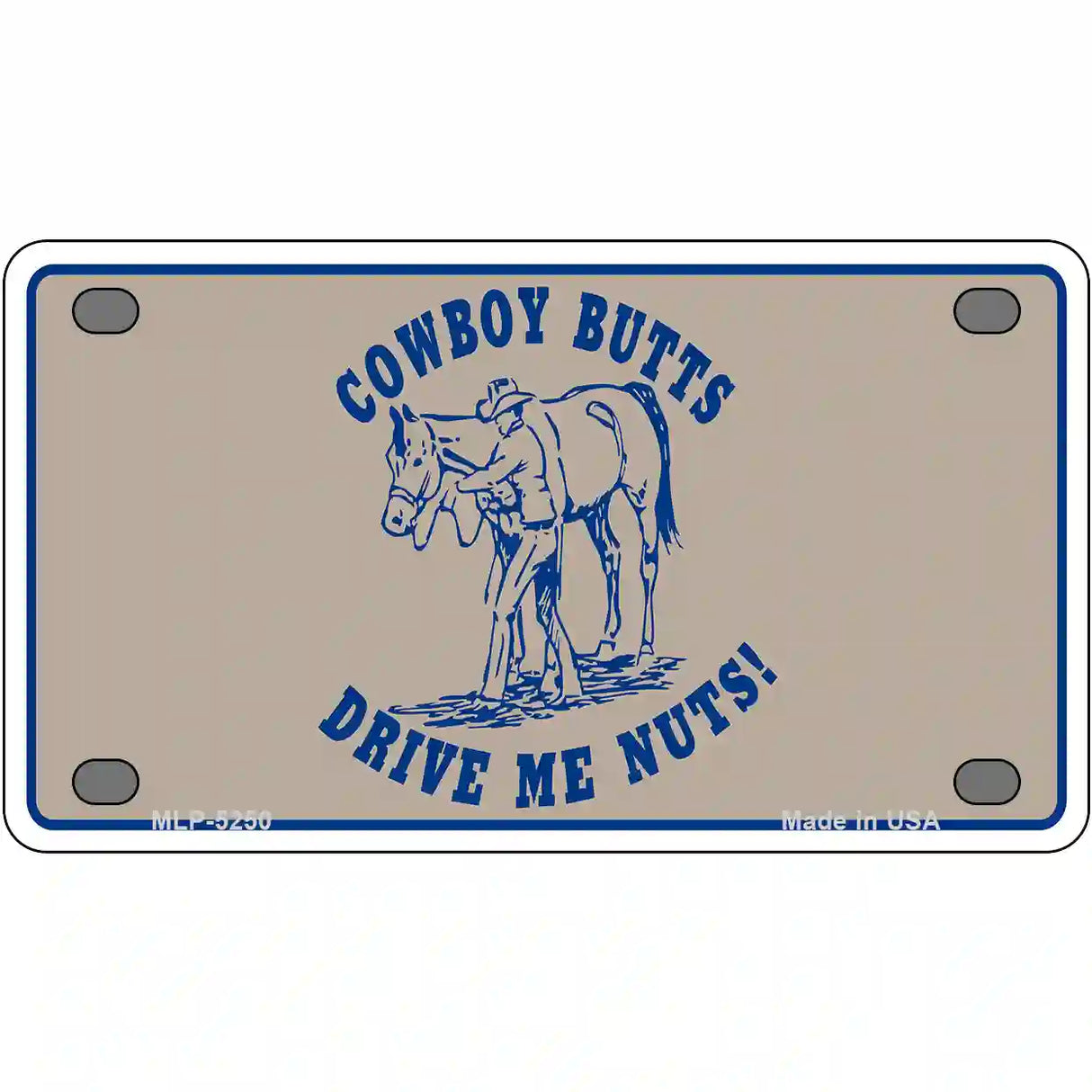 Cowboy Butts Novelty Metal License Plate 4" x 2.2" (MLP)