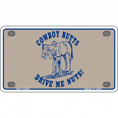 Cowboy Butts Novelty Metal License Plate 4" x 2.2" (MLP)