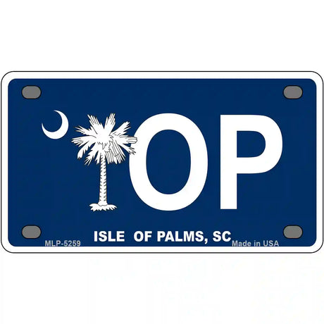 IOP Isle of Palms Blue Metal Novelty License Plate 4" x 2.2" (MLP)