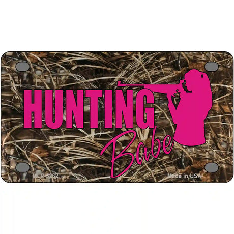 Hunting Babe Metal Novelty License Plate 4" x 2.2" (MLP)