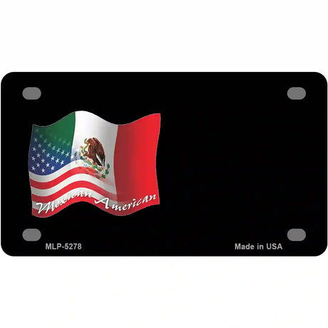 Mexican American Flag Offset Metal Novelty License Plate 4" x 2.2" (MLP)