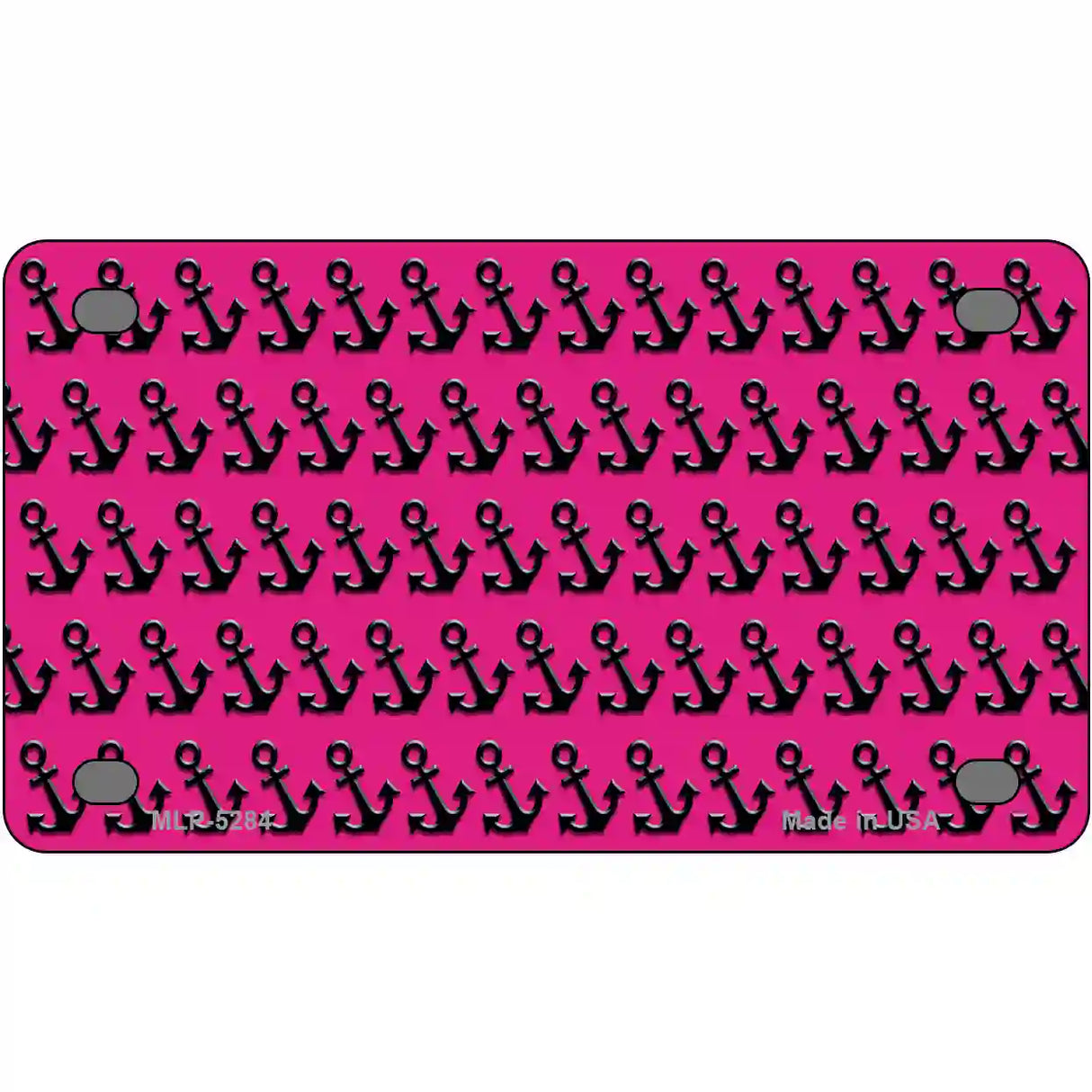 Pink Black Anchor Metal Novelty License Plate 4" x 2.2" (MLP)