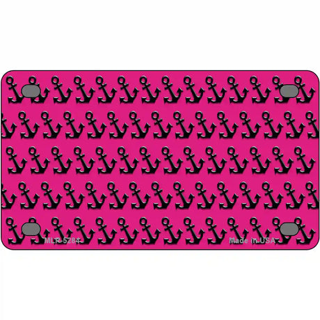 Pink Black Anchor Metal Novelty License Plate 4" x 2.2" (MLP)